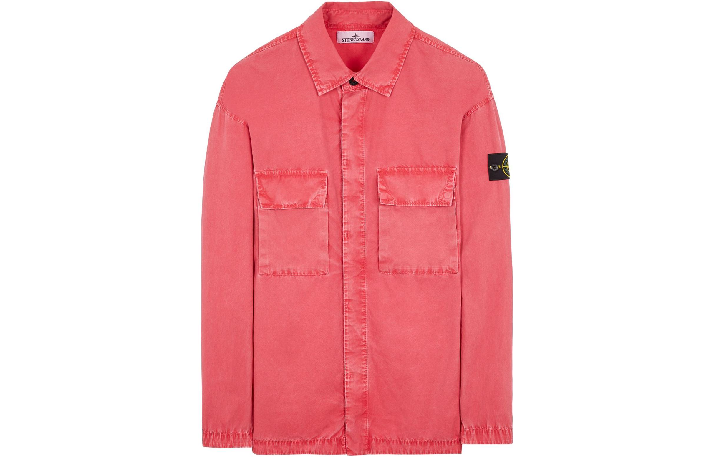 Stone Island SS23  Coral Red Drop Shoulder Jacket with Dual Pockets 7815115WN-V0187