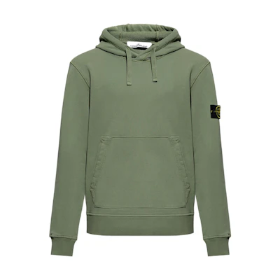 STONE ISLAND SS23 Green Logo Patch Drawstring Pullover Hoodie. 101564151-V0055