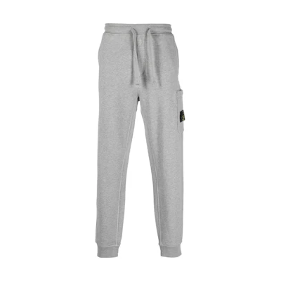 STONE ISLAND SS23 Grey Casual Joggers with Solid Logo Patch. 101564451-A0M64