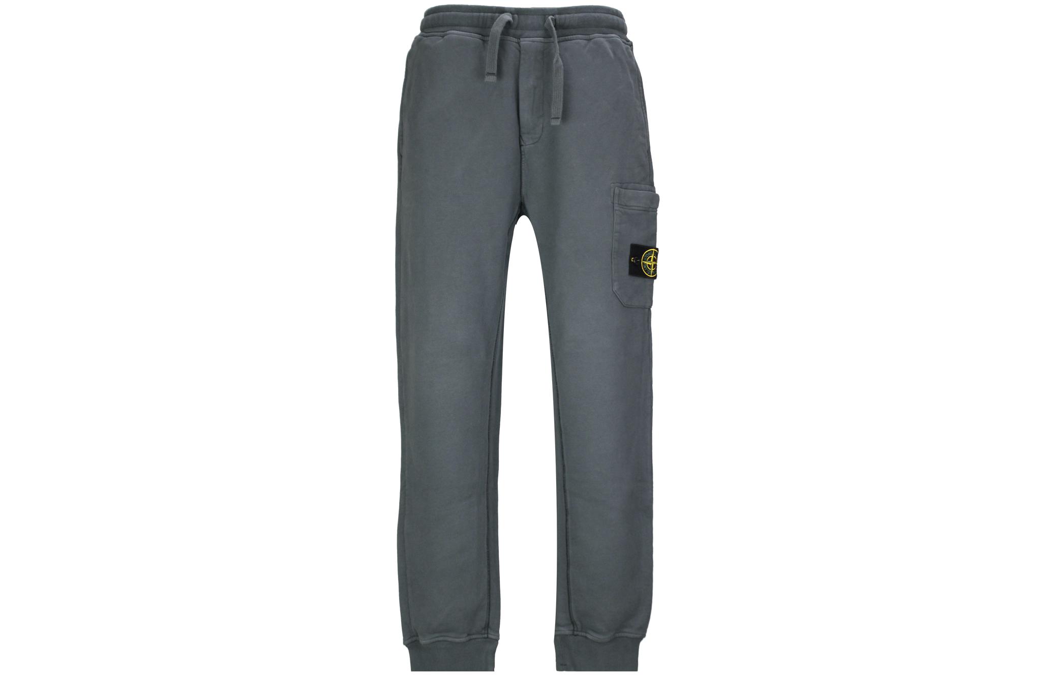 STONE ISLAND SS23  Grey Solid Mid-Rise Relaxed Fit Drawstring Pants 791562620-V0062
