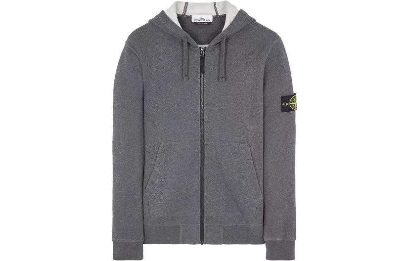 Order Chaqueta con capucha y cremallera Stone Island SS23 gris humo con logo. 101564251-V0M67