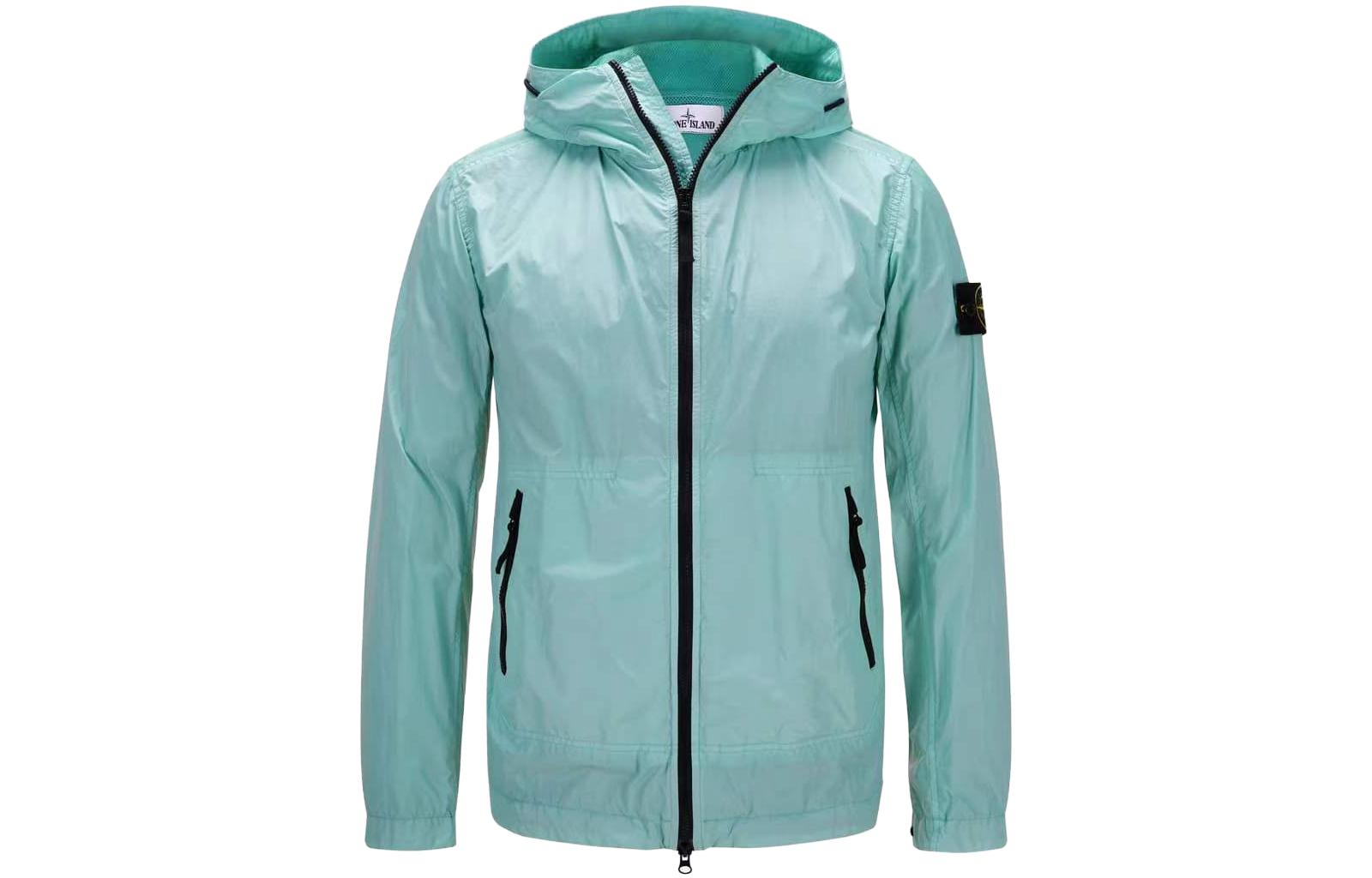 STONE ISLAND SS23  Light Blue Hooded Waterproof Windbreaker Jacket. 781540522-V0041