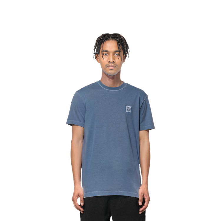 Lookbook 스톤 아일랜드 SS23 로고 패치 크루넥 티셔츠 그레이 블루 101523757-V0124