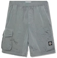 STONE ISLAND SS23 Logo Patch Straight Shorts Haze Blue Casual. 7815L1319-V0041 STONE ISLAND SS23 Logo Patch Straight Shorts Haze Blue Casual. 7815L1319-V0041