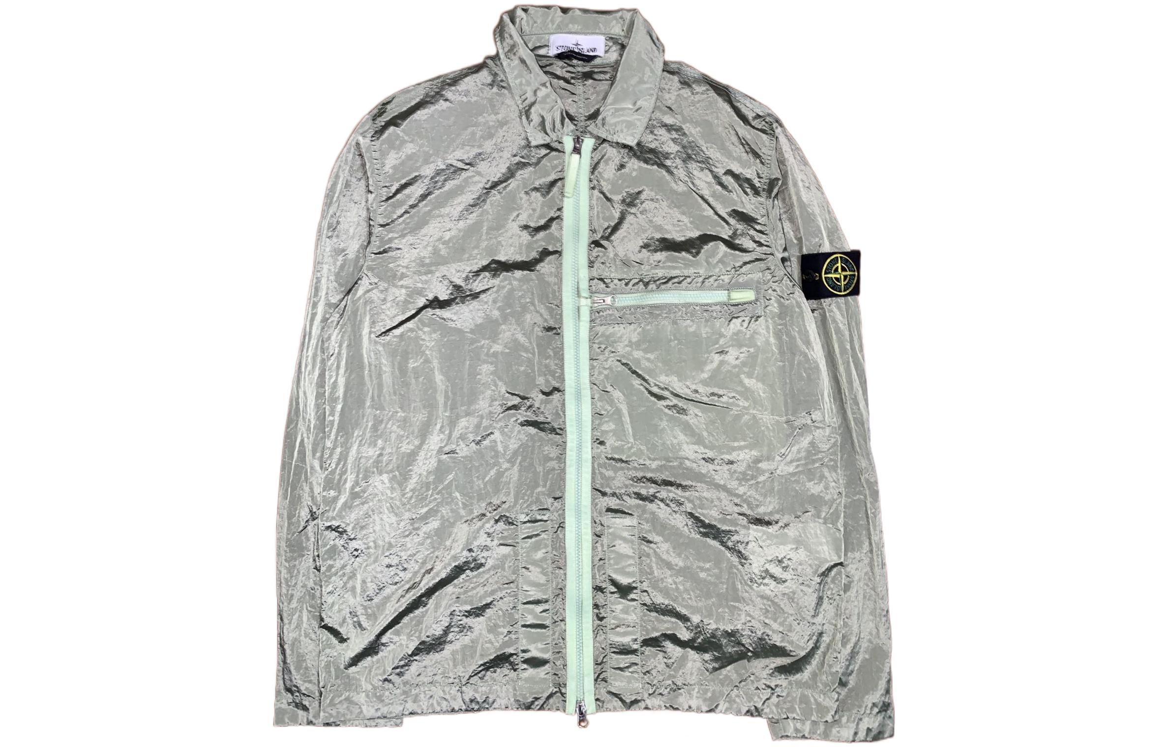 STONE ISLAND SS23  Nylon Meta Series Light Green Long Sleeve Zip Jacket. 781510919-V0052