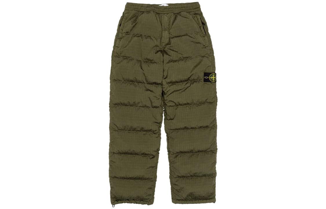 STONE ISLAND SS23  Olive Green Straight-Cut Down Pants. 791531232-V0058