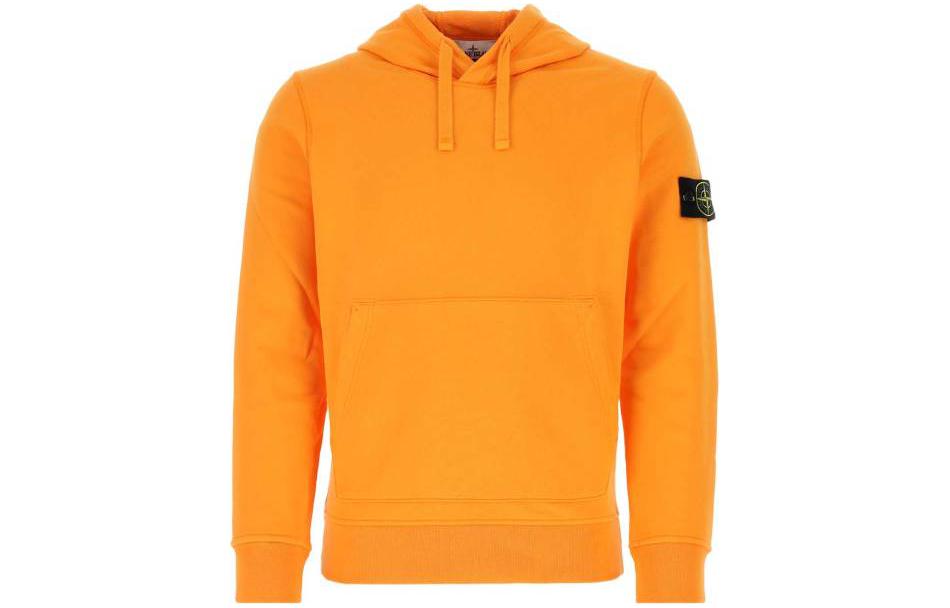 STONE ISLAND SS23  Orange Drawstring Logo Hoodie Pullover Long Sleeve 101564151-V0032