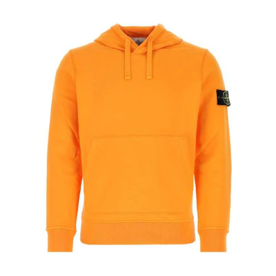 STONE ISLAND SS23 Orange Drawstring Logo Hoodie Pullover Long Sleeve 101564151-V0032