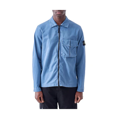 STONE ISLAND SS23 Prussian Blue Plain Long Sleeve Jacket 781510304-V0124