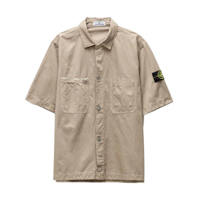 Stone Island SS23 Solid Cupro Short Sleeve Shirt Dove Grey 781511429-V0092