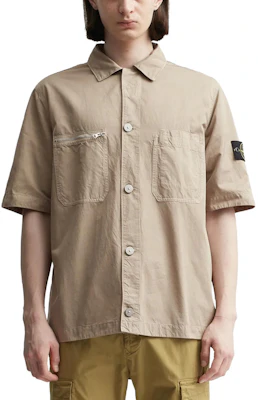 Stone Island SS23 Solid Cupro Short Sleeve Shirt Dove Grey 781511429-V0092 Details for Stone Island SS23 Solid Cupro Short Sleeve Shirt Dove Grey 781511429-V0092