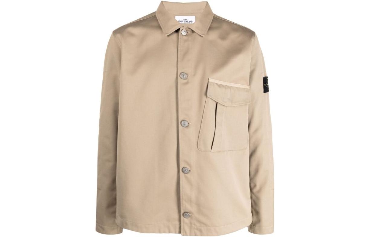 STONE ISLAND SS23  Solid Logo Long Sleeve Shirt Jacket Light Brown 781510428-V0092