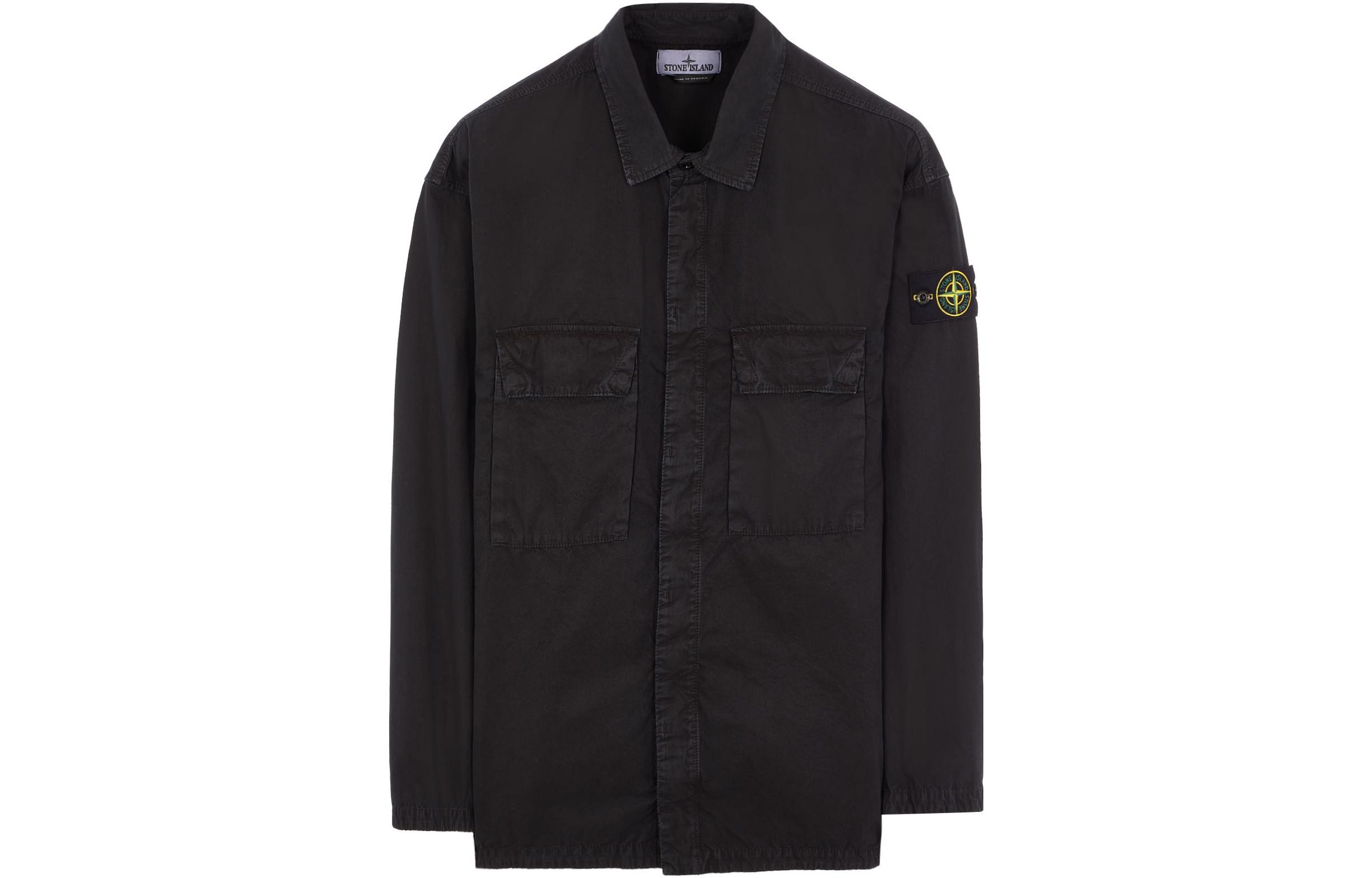 Stone Island SS23  Washed Black Double Pocket Button-Up Jacket. 7815115WN-V0129