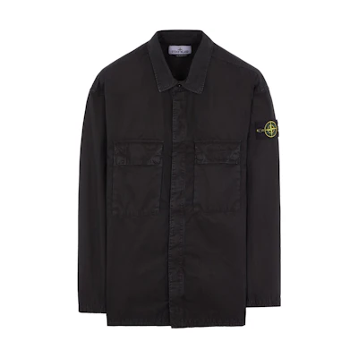 Stone Island SS23 Washed Black Double Pocket Button-Up Jacket. 7815115WN-V0129