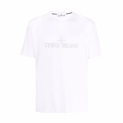 STONE ISLAND SS23 White Crewneck T-Shirt with Logo Print. 781521579-V0001
