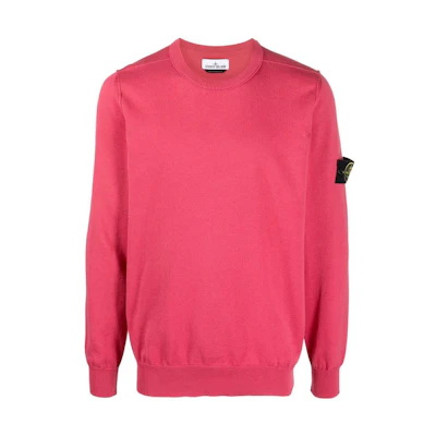 Stone Island SS23 Badge Knit Pullover Sweatshirt Rose Pink Men 1015540B2-V0087