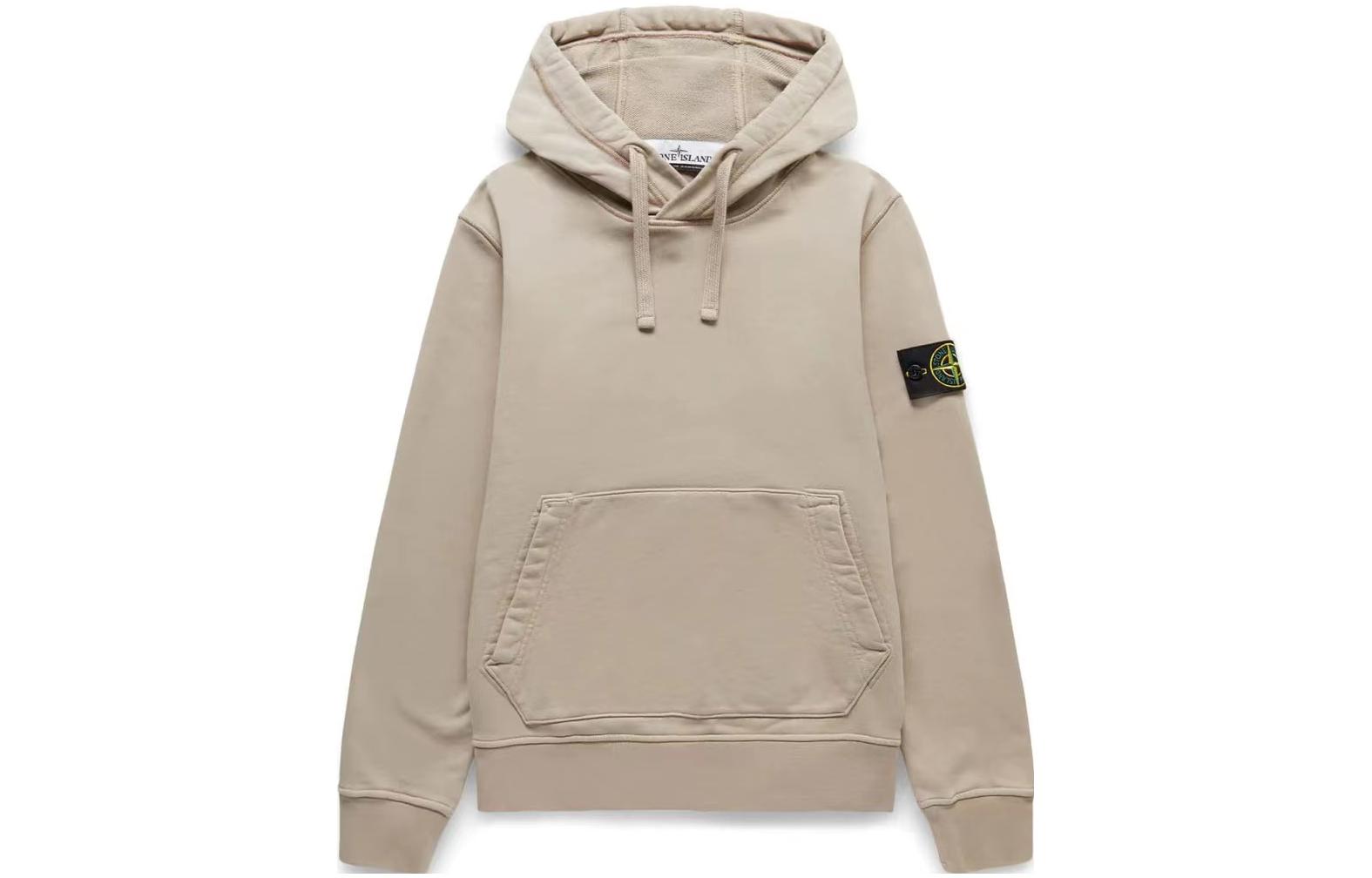 Stone Island SS23 Beige Logo Drawstring Hoodie Pullover Long Sleeve 101564151-V0092