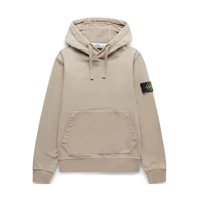 Stone Island SS23 Beige Logo Drawstring Hoodie Pullover Long Sleeve 101564151-V0092