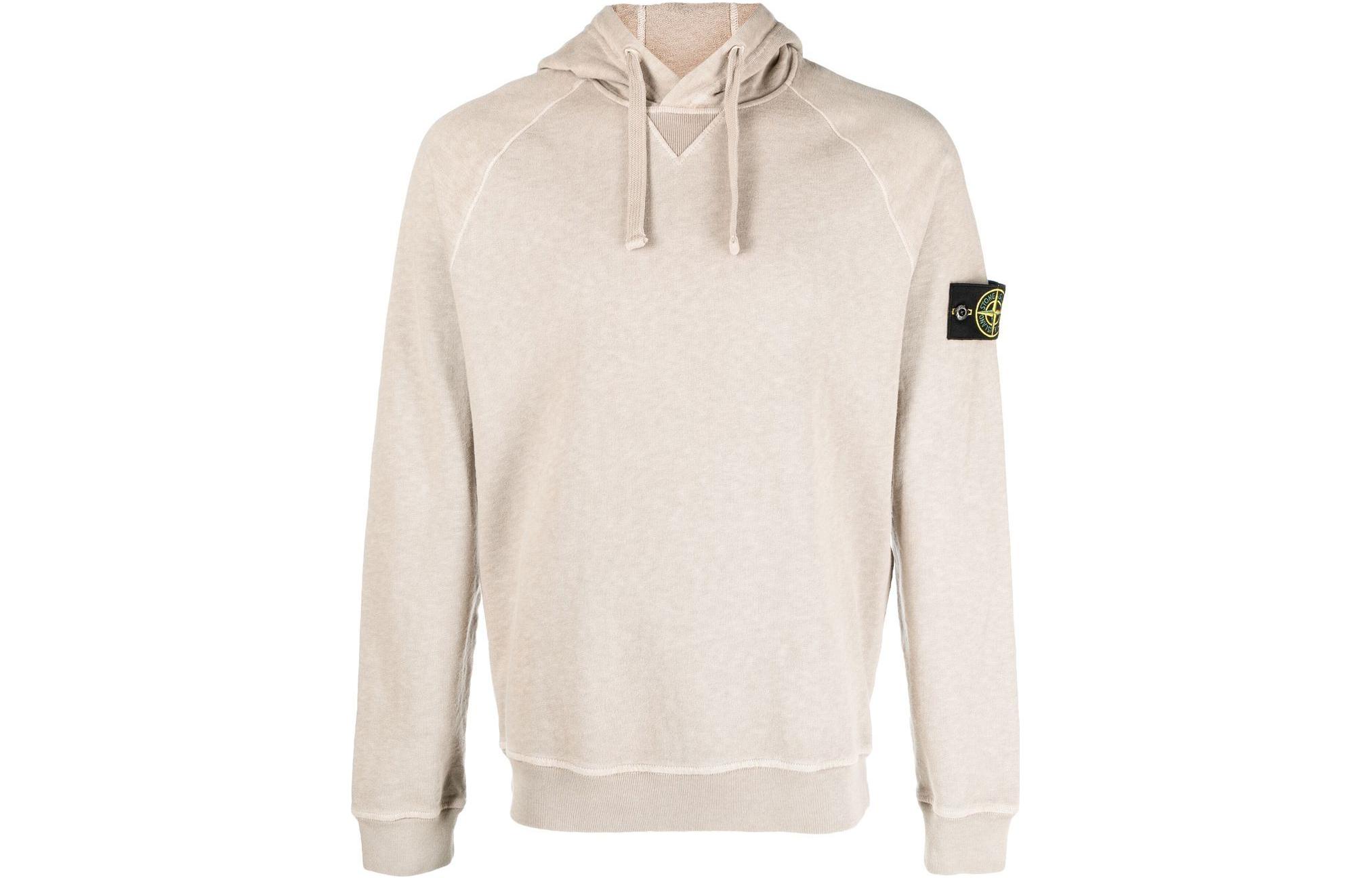 Stone Island SS23 Beige Logo Hoodie Long Sleeve 781562160-V0192