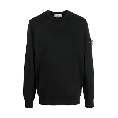 Stone Island SS23 Black Compass Patch Crewneck Long Sleeve Sweatshirt 101563051-A0029