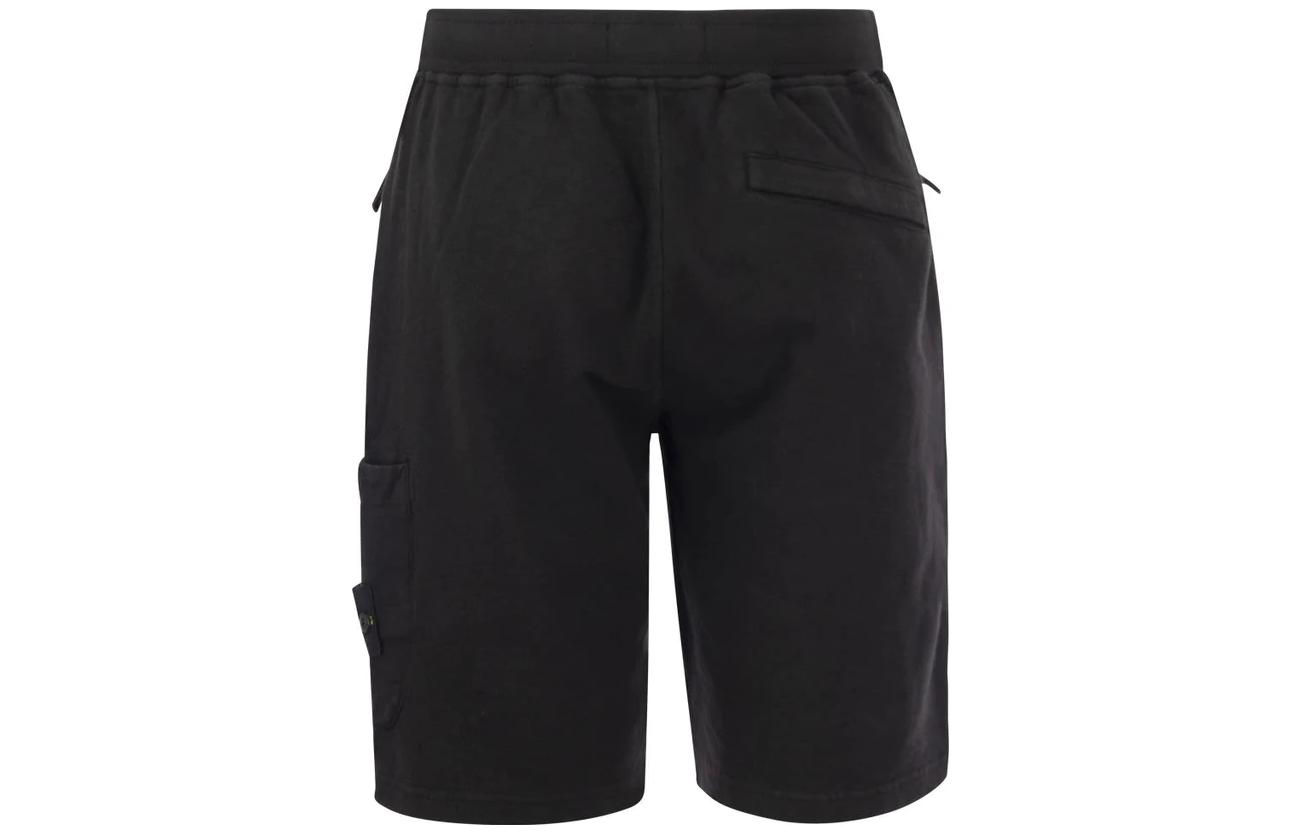 Lookbook STONE ISLAND SS23 Seluar Pendek Hitam Compass Patch Pinggang Elastik 781564060-V0029