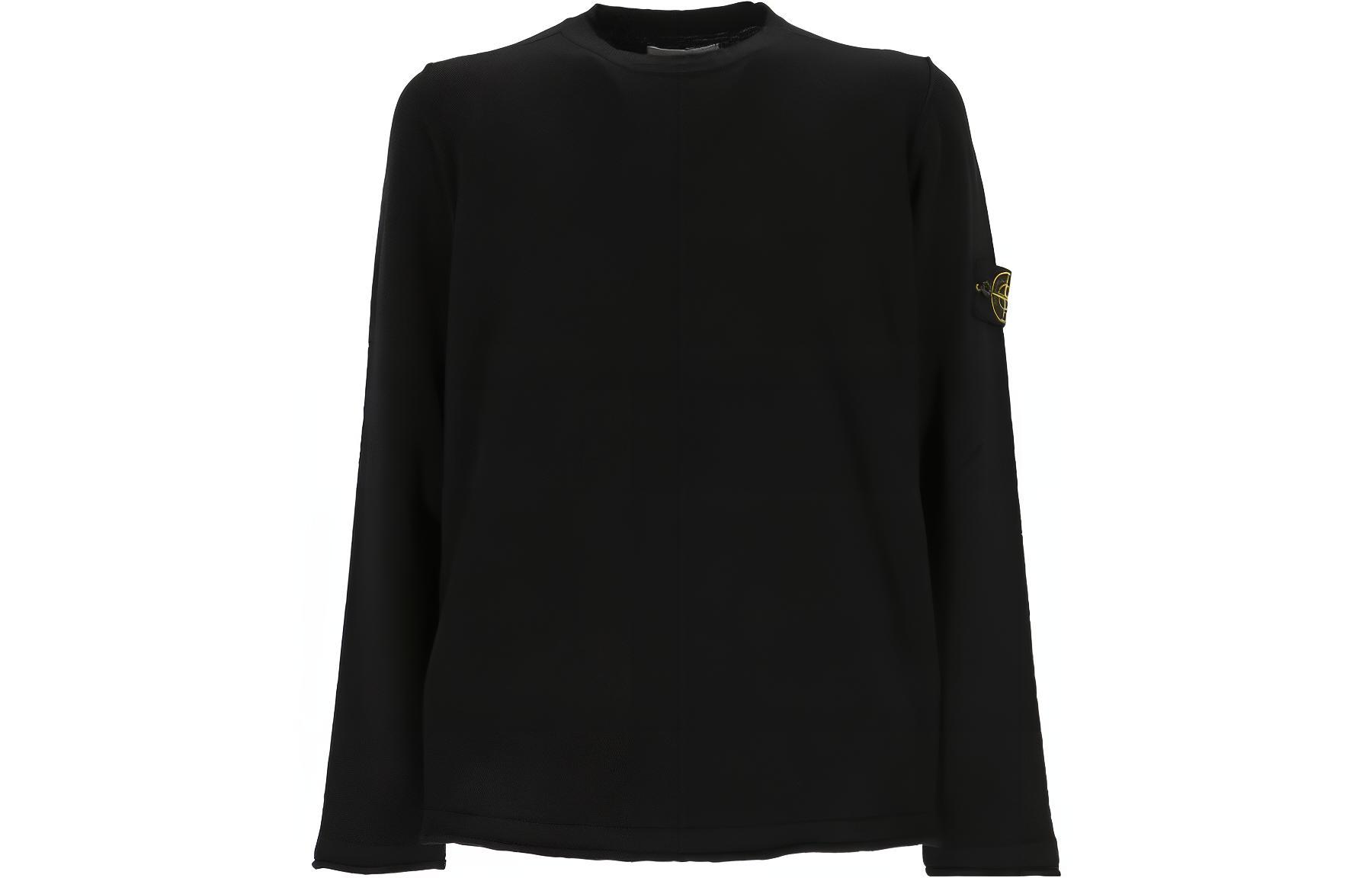 Stone Island SS23 Black Crewneck Logo Long Sleeve Sweatshirt 1015502B0-A0029
