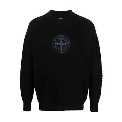 Stone Island SS23 Black Crewneck Logo Printed Long Sleeve Sweatshirt 7815519B4-V0029