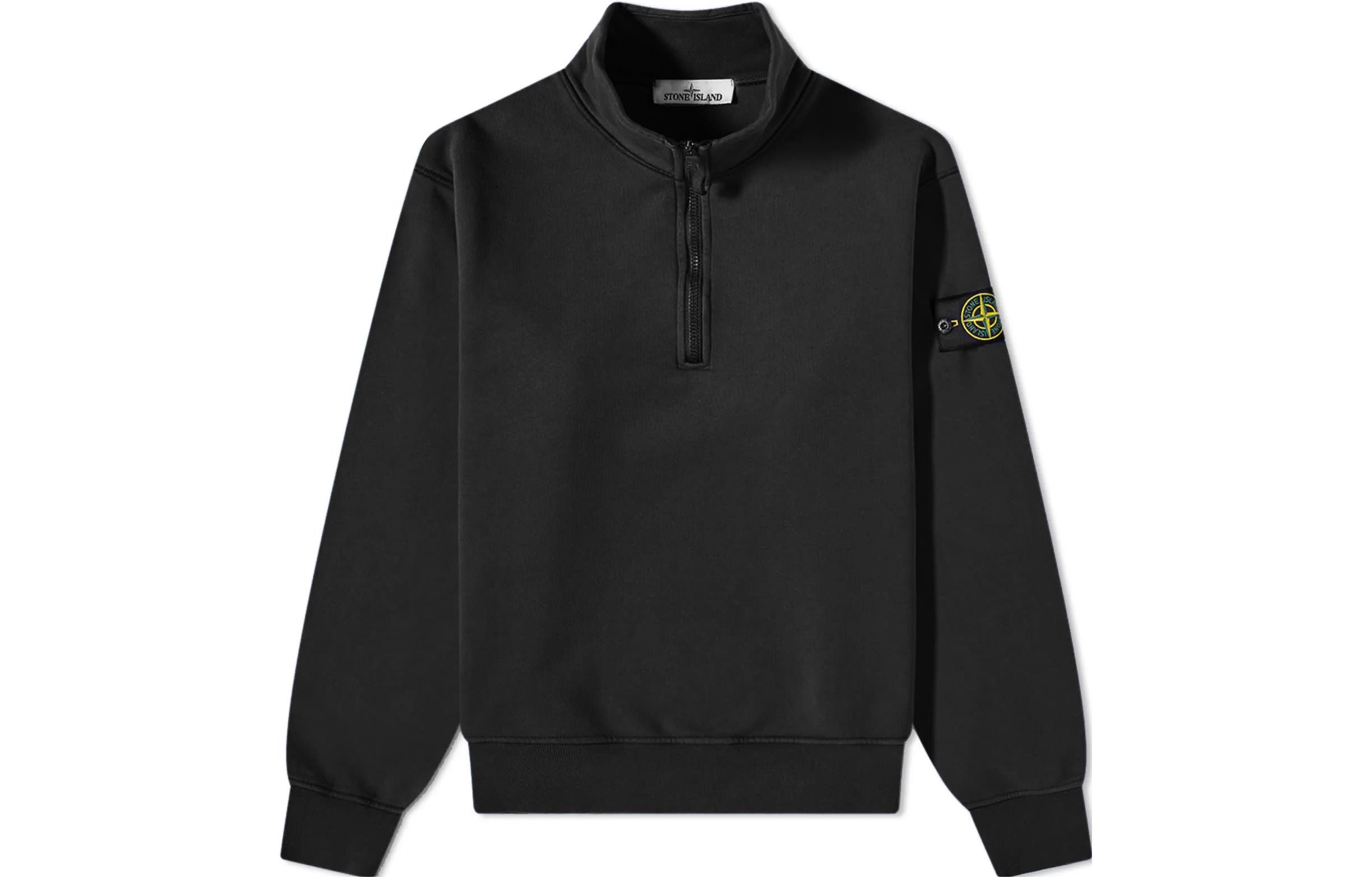 Stone Island SS23 Black Half-Zip Long-Sleeve Sweatshirt 101561951-A0029
