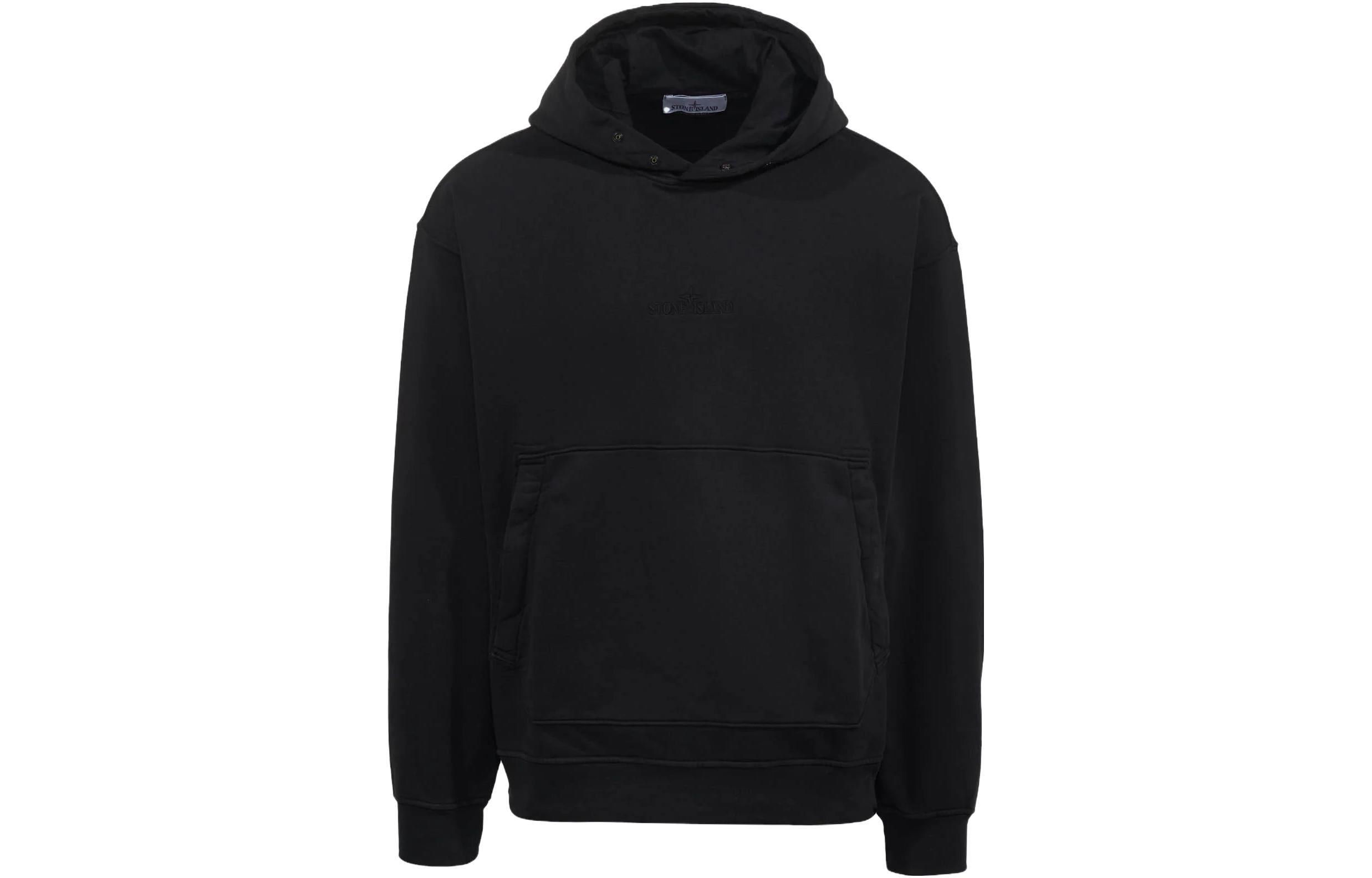STONE ISLAND SS23 Black Hoodie  Plain Letter Print Pullover. 781562251-V0029 圖 2