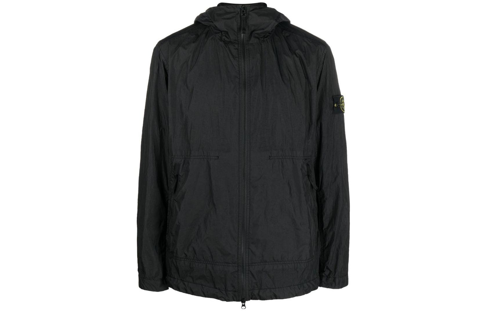 Order Stone Island SS23 Black Lightweight Waterproof Hooded Jacket for Men 781540522-V0029