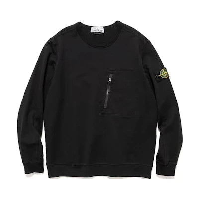 STONE ISLAND SS23 Black Logo Crewneck Sweatshirt for Men. 781560352-V0029
