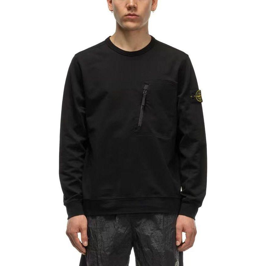 STONE ISLAND SS23 Black Logo Crewneck Sweatshirt for Men. 781560352-V0029 圖 3
