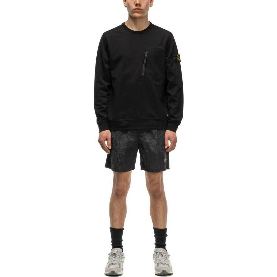 STONE ISLAND SS23 Black Logo Crewneck Sweatshirt for Men. 781560352-V0029 圖 4