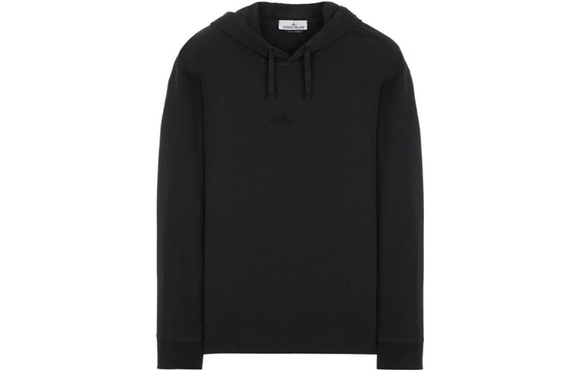 Stone Island SS23 Black Logo Embroidered Hoodie Long Sleeve 781520644-V0029
