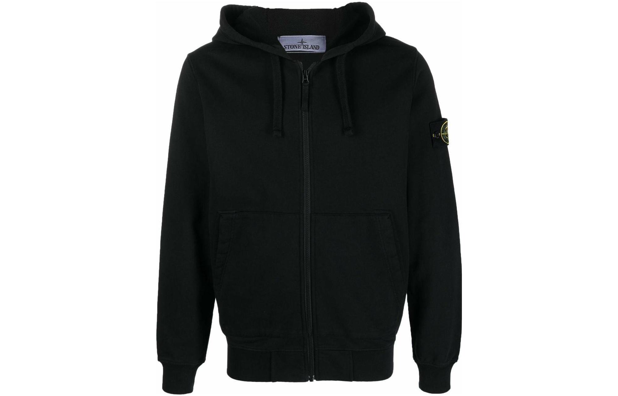 STONE ISLAND SS23 Black Logo Hoodie Unisex Black Color Full-Zip Jacket 101564251-V0029 圖 2