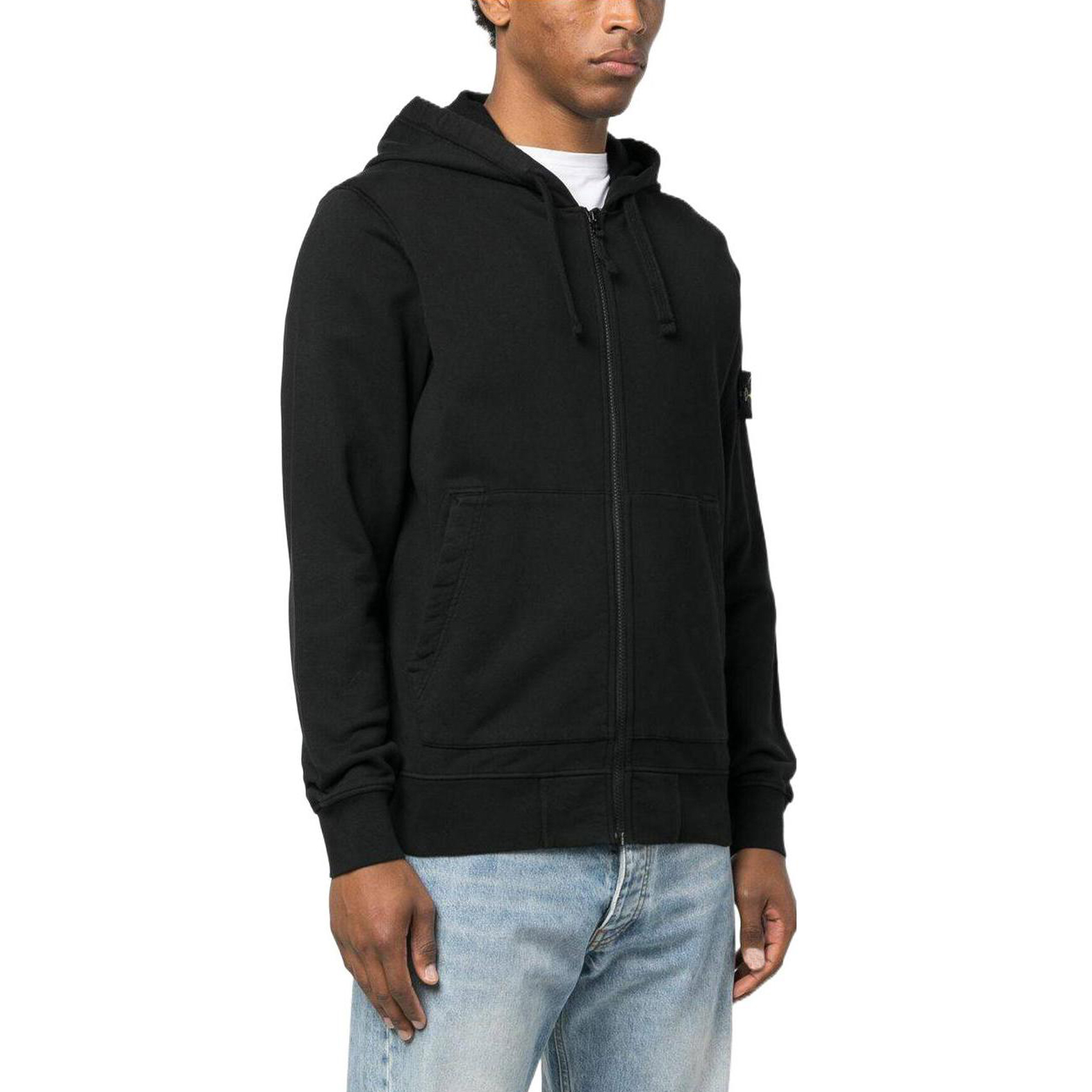 STONE ISLAND SS23 Black Logo Hoodie Unisex Black Color Full-Zip Jacket 101564251-V0029 圖 5