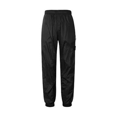 STONE ISLAND SS23 Black Logo Jogger Pants for Men - Shiny Knit Tapered Fit 781531925-V0029