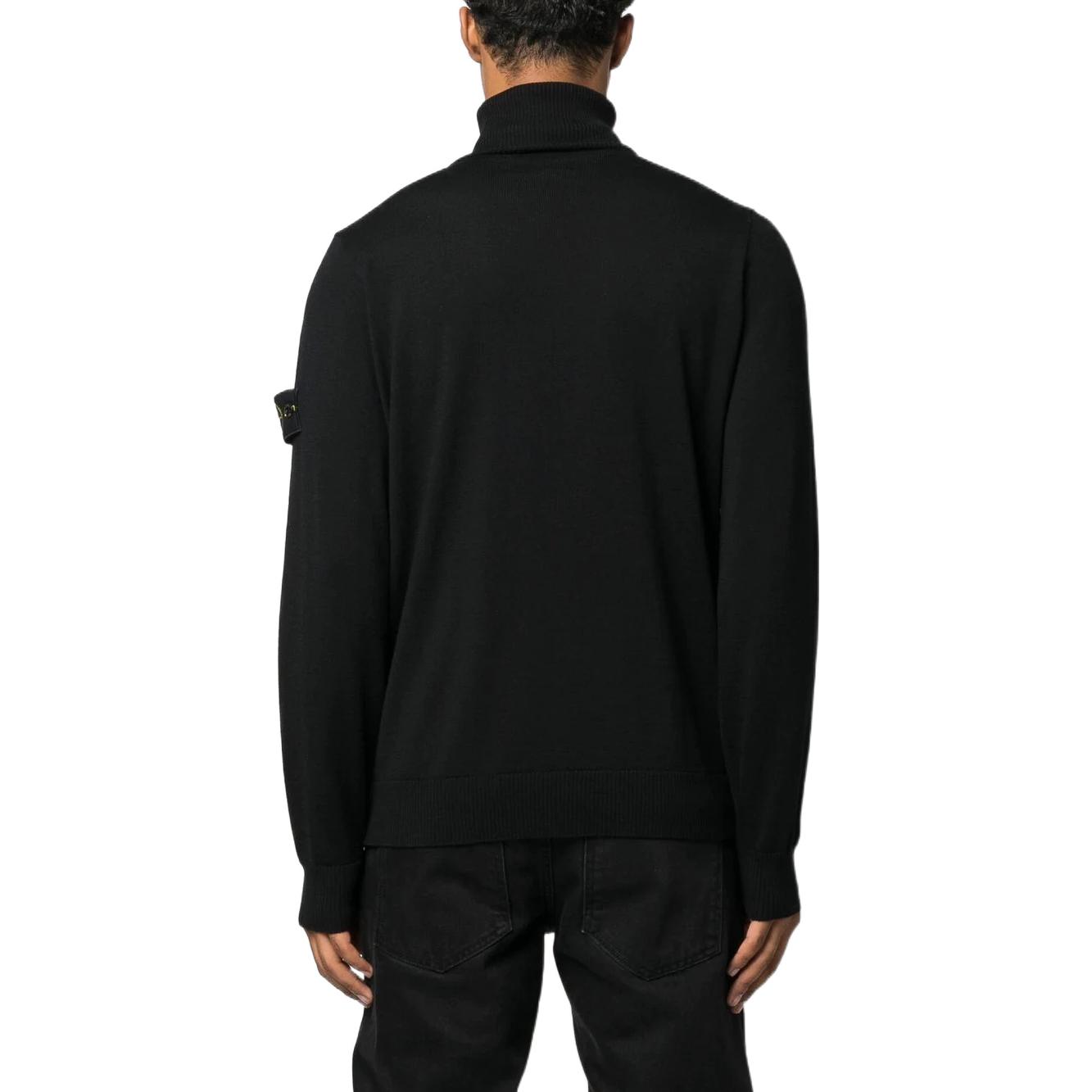 STONE ISLAND SS23 Black Logo Patch High Neck Knit Pullover Sweater Men 7715525C4-V0029 圖 4