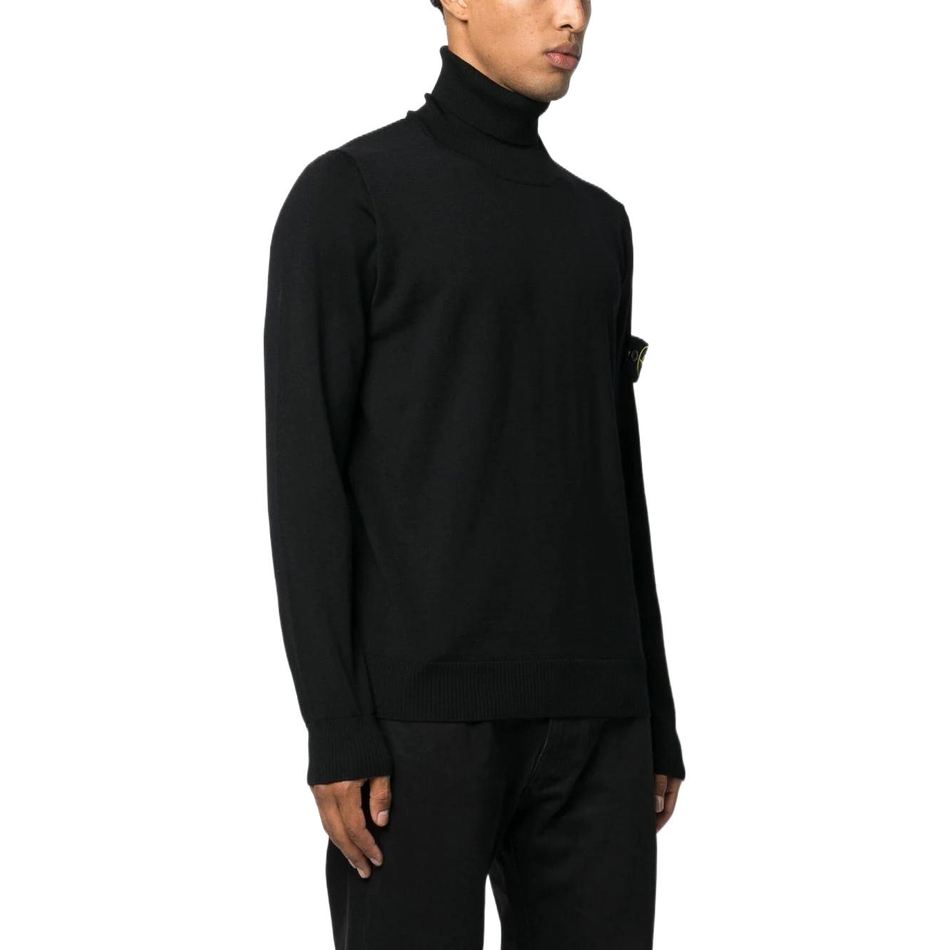 STONE ISLAND SS23 Black Logo Patch High Neck Knit Pullover Sweater Men 7715525C4-V0029 圖 5