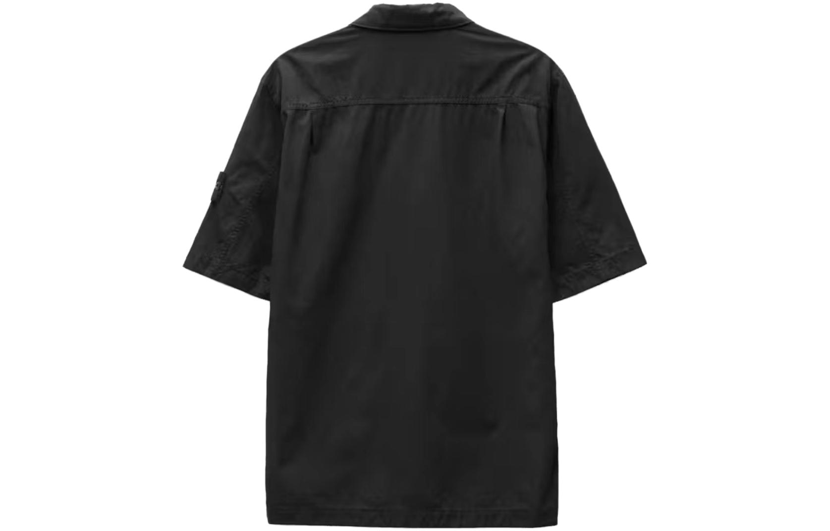 Lookbook 스톤아일랜드 SS23 블랙 로고 패치 반팔 셔츠 남성용 781511429-V0029