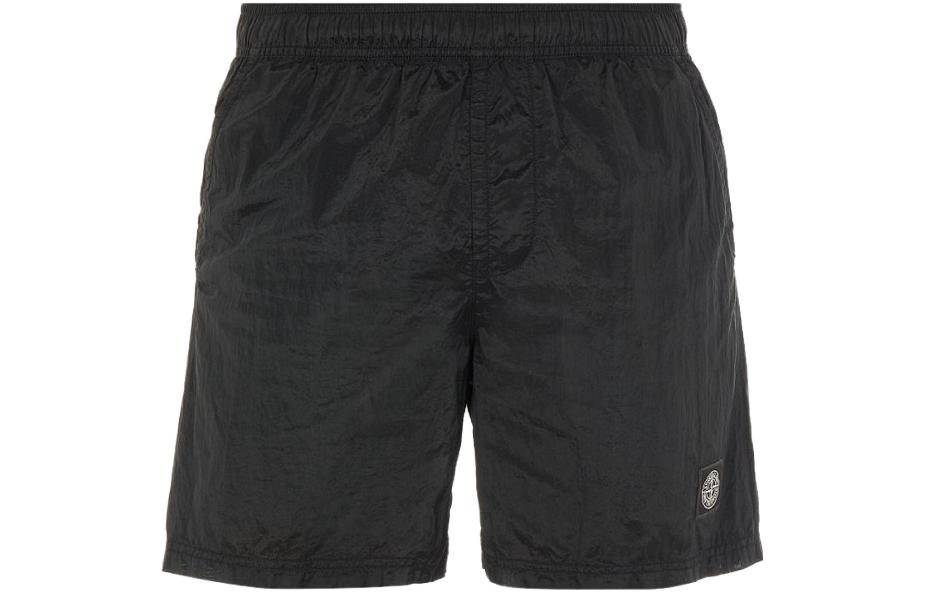 Stone Island SS23 Black Solid Badge Casual Shorts Men’s Straight Fit 7715B0943-V0029