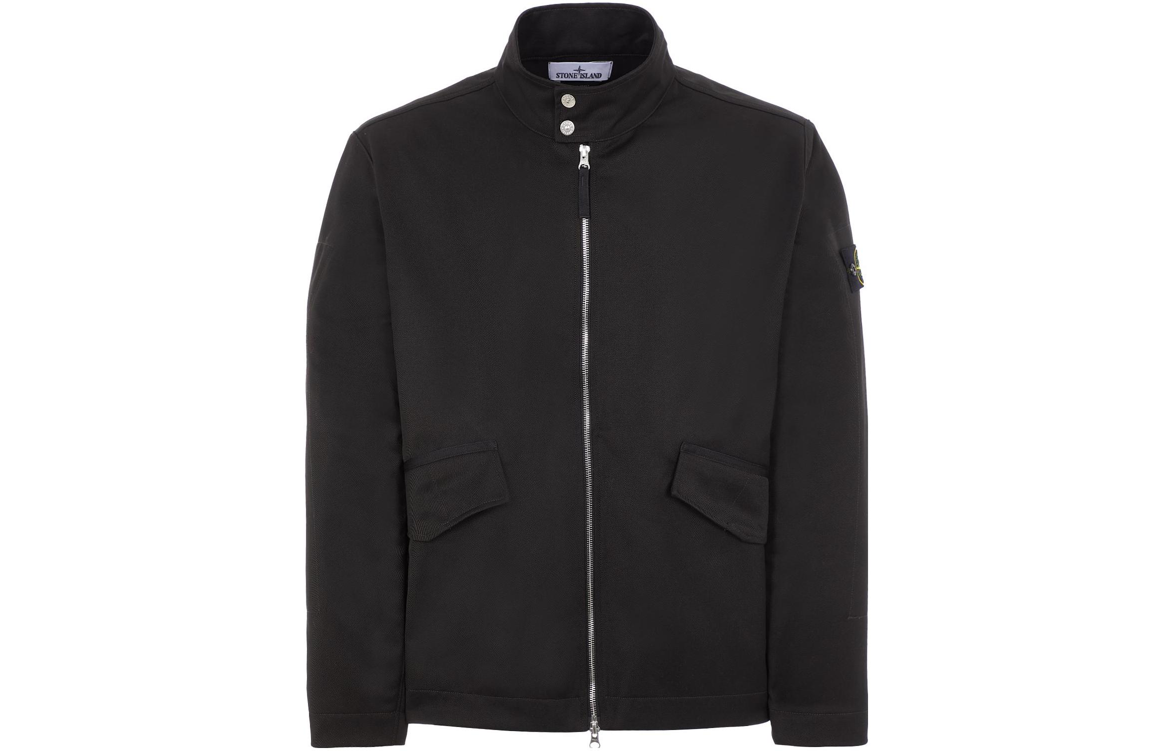 Stone Island SS23 Black Solid Color Logo Patch Jacket for Men 781541128-V0029