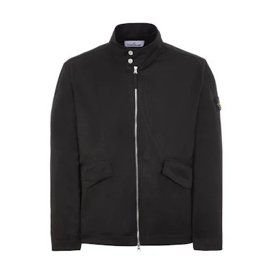 Stone Island SS23 Black Solid Color Logo Patch Jacket for Men 781541128-V0029