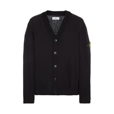 STONE ISLAND SS23 Black Solid Logo Knit Sweater Men 7815549B0-V0029