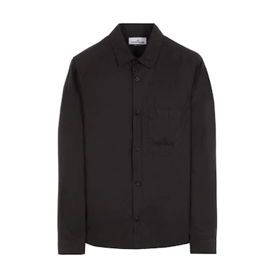 STONE ISLAND SS23 Black Solid Straight-Cut Long Sleeve Shirt for Men 781512205-V0029