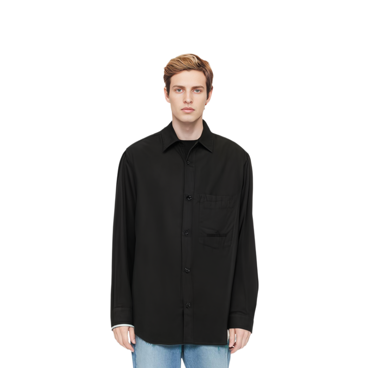 Shop STONE ISLAND SS23 Baju Hitam Lengan Panjang Lelaki Potongan Lurus. 781512205-V0029