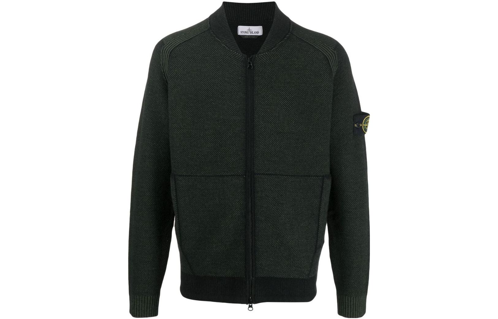 Stone Island SS23 Black Zip-Up Jacket with Logo Applique Long Sleeves 7715542C8-V0058