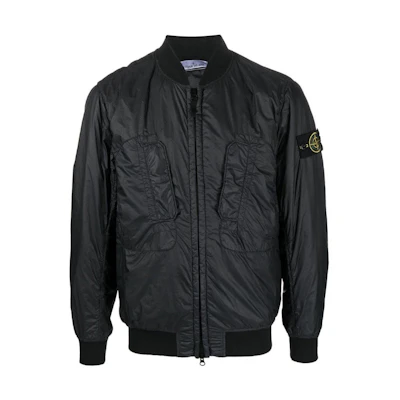 Stone Island SS23 Black Zip-Up Jacket with Logo Patch for Men 781542125-V0029