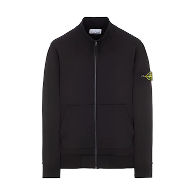 Stone Island SS23 Black Zip-Up Logo Sweatshirt for Men 101564351-V0029