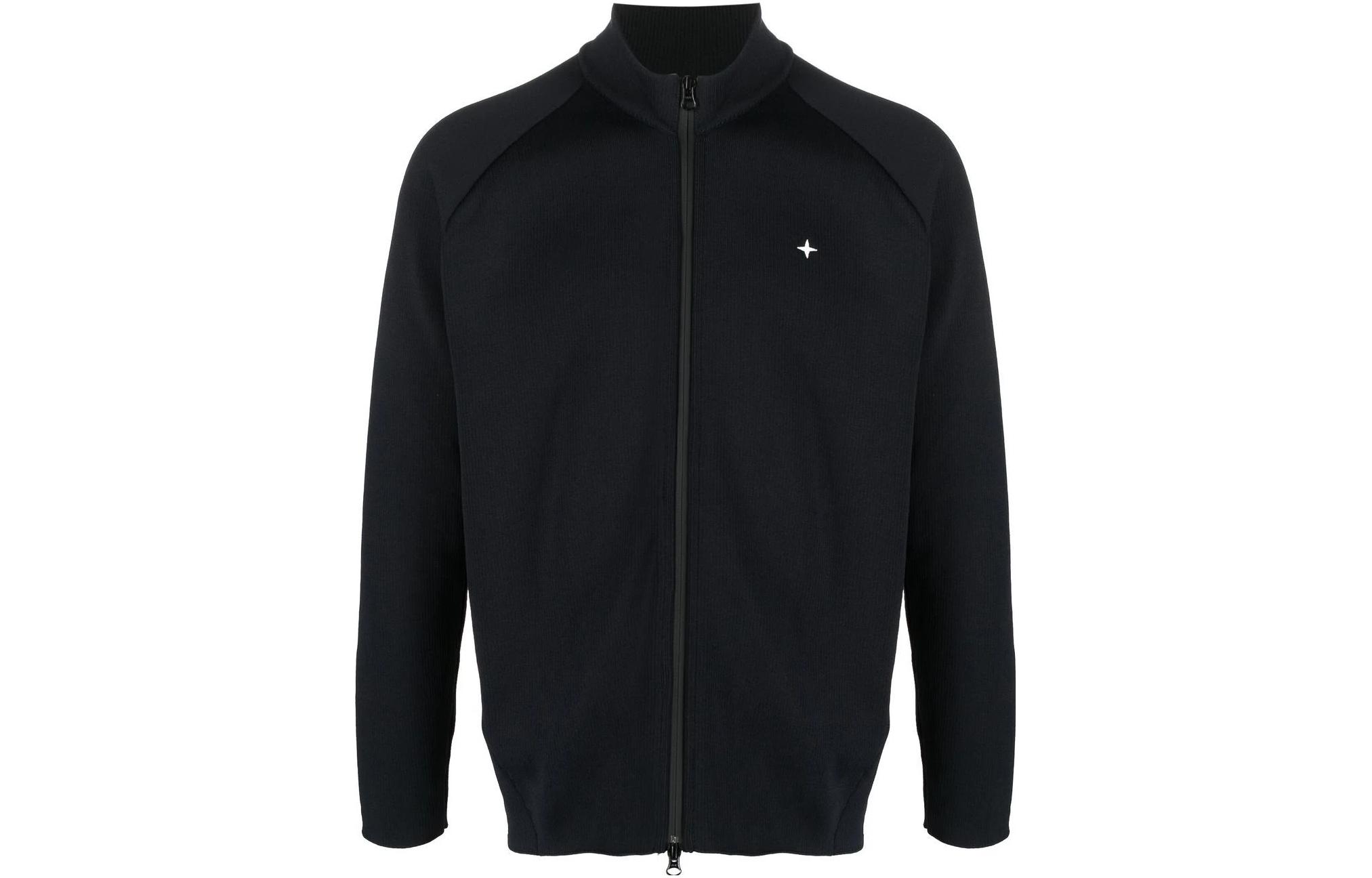 Stone Island SS23 Black Zip-Up Stand Collar Sweatshirt Long Sleeve 7815548GA-V0029